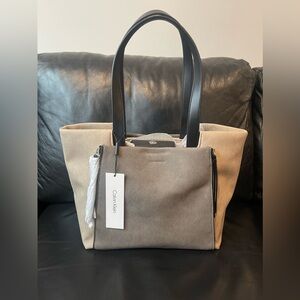 Calvin Klein logo-lettering faux-leather tote bag